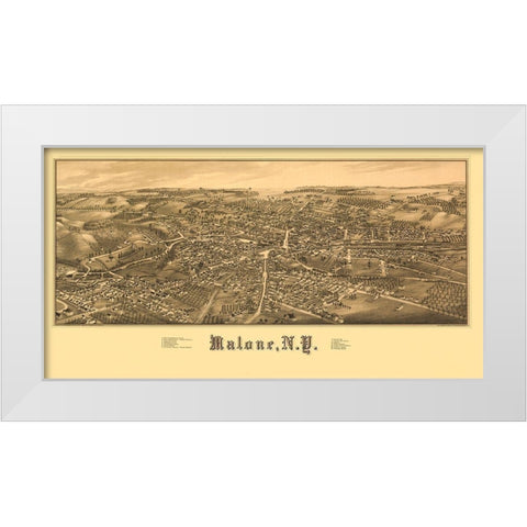 Malone New York - Burleigh 1886  White Modern Wood Framed Art Print by Burleigh
