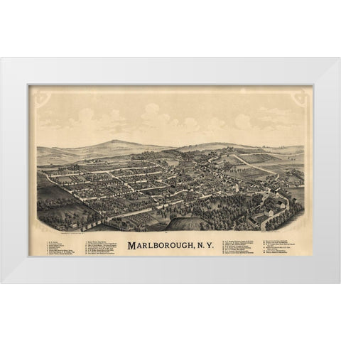 Marlborough New York - Burleigh 1891  White Modern Wood Framed Art Print by Burleigh