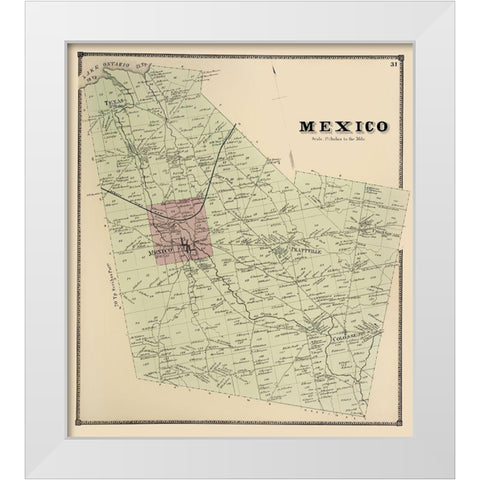 Mexico New York Landowner - Stone 1866 White Modern Wood Framed Art Print by Stone
