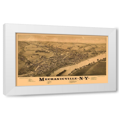 Mechanicville New York - Burleigh 1880  White Modern Wood Framed Art Print by Burleigh
