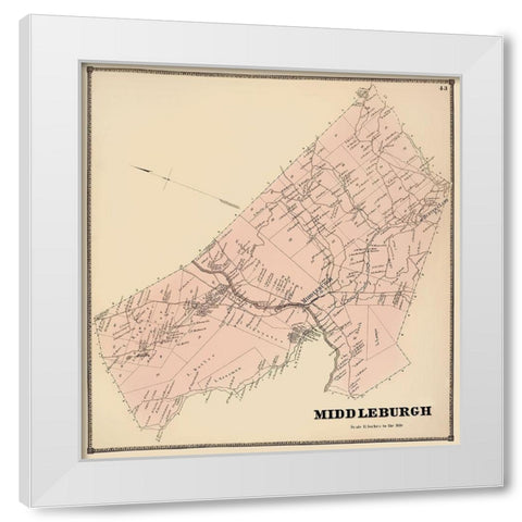 Middleburgh New York Landowner - Stone 1866 White Modern Wood Framed Art Print by Stone