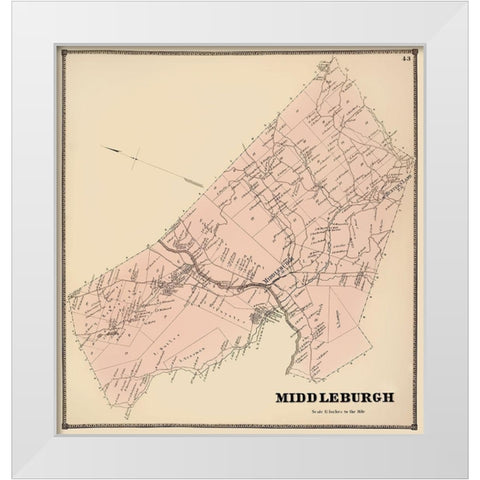 Middleburgh New York Landowner - Stone 1866 White Modern Wood Framed Art Print by Stone