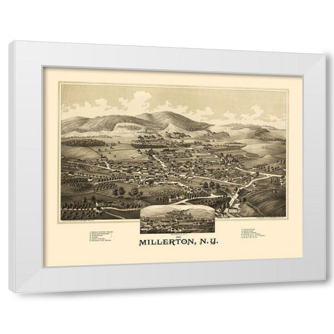 Millerton New York - Burleigh 1887  White Modern Wood Framed Art Print by Burleigh