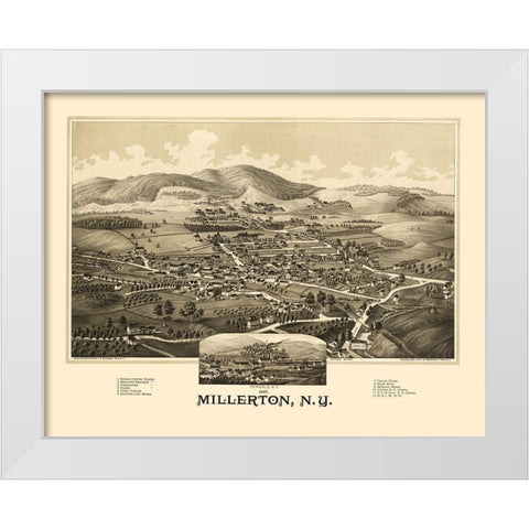 Millerton New York - Burleigh 1887  White Modern Wood Framed Art Print by Burleigh