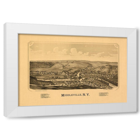 Middleville New York - Burleigh 1890  White Modern Wood Framed Art Print by Burleigh
