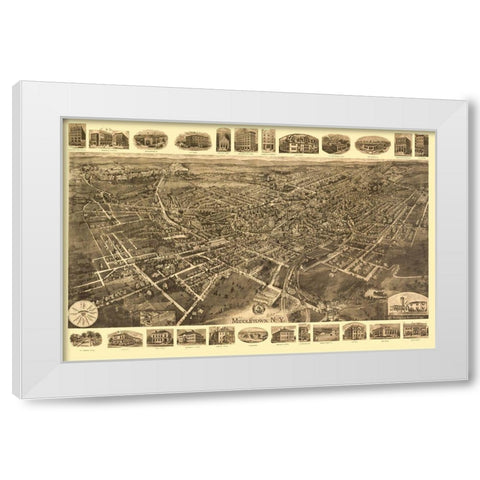 Middletown New York - Fowler 1921  White Modern Wood Framed Art Print by Fowler