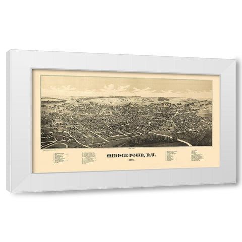 Middletown New York - Burleigh 1887  White Modern Wood Framed Art Print by Burleigh