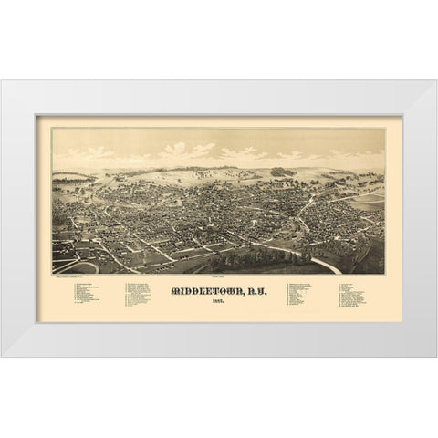Middletown New York - Burleigh 1887  White Modern Wood Framed Art Print by Burleigh
