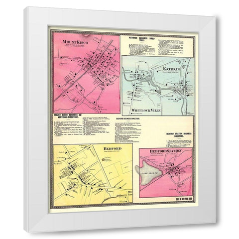 Mount Kisco New York Landowner - Beers 1868 White Modern Wood Framed Art Print by Beers