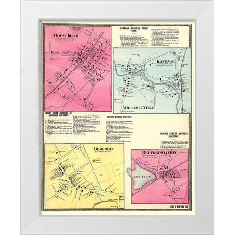 Mount Kisco New York Landowner - Beers 1868 White Modern Wood Framed Art Print by Beers