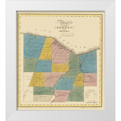 Monroe New York - Burr 1829 White Modern Wood Framed Art Print by Burr