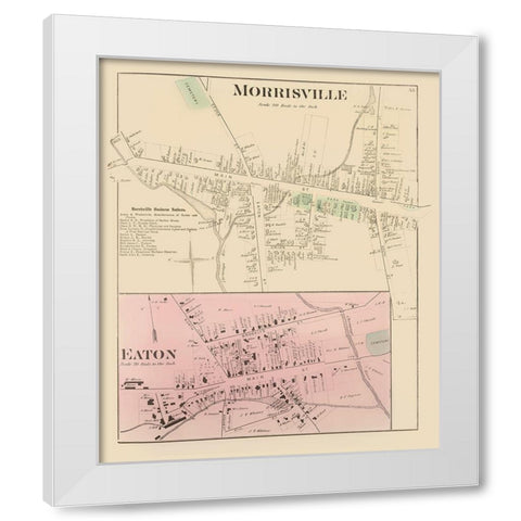 Morrisville New York Landowner - Whitman 1875 White Modern Wood Framed Art Print by Whitman