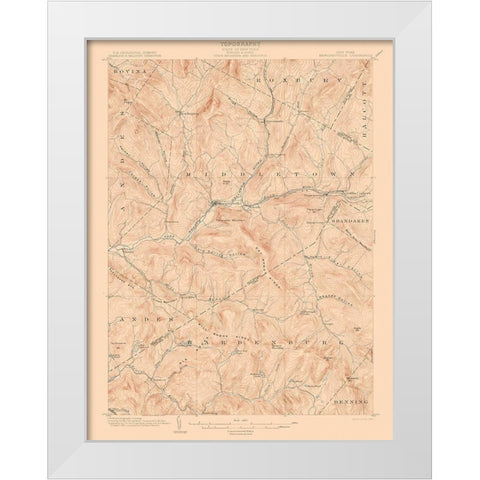 Margaretville New York Quad - USGS 1904 White Modern Wood Framed Art Print by USGS