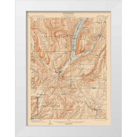Naples New York Quad - USGS 1903 White Modern Wood Framed Art Print by USGS