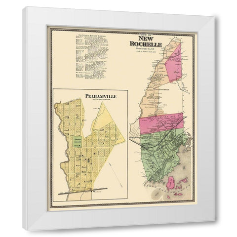 New Rochelle, Pelhamville New York Landowner White Modern Wood Framed Art Print by Beers