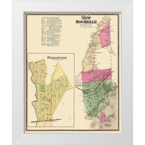 New Rochelle, Pelhamville New York Landowner White Modern Wood Framed Art Print by Beers