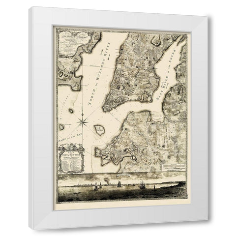 New York New York Landowner - Jefferys 1776 White Modern Wood Framed Art Print by Jefferys