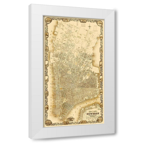 New York New York - Dripps 1852 White Modern Wood Framed Art Print by Dripps