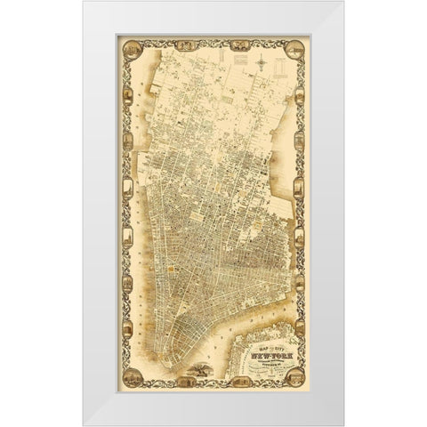 New York New York - Dripps 1852 White Modern Wood Framed Art Print by Dripps