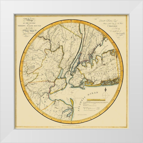 New York New York - Dunning 1812 White Modern Wood Framed Art Print by Dunning