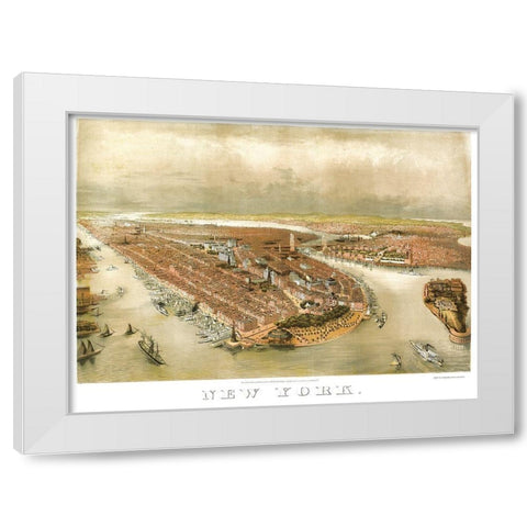 New York New York - Currier 1874 White Modern Wood Framed Art Print by Currier