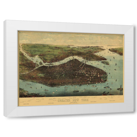 Greater New York New York - Koehler 1905 White Modern Wood Framed Art Print by Koehler