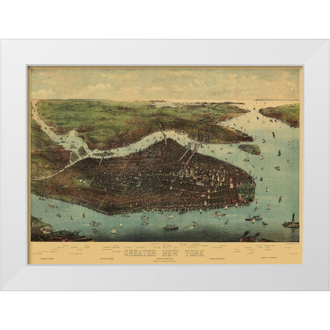 Greater New York New York - Koehler 1905 White Modern Wood Framed Art Print by Koehler