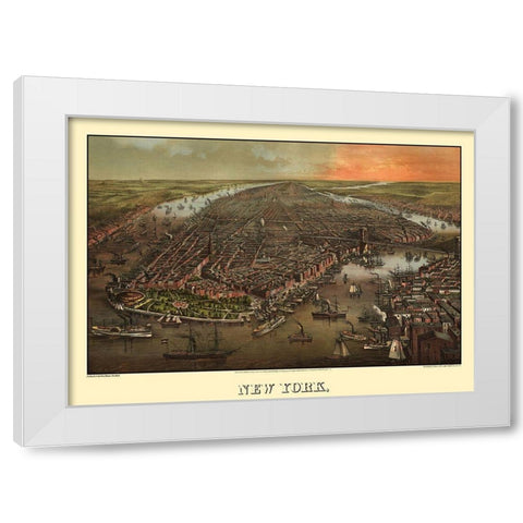 New York New York - Degen 1873 White Modern Wood Framed Art Print by Degen