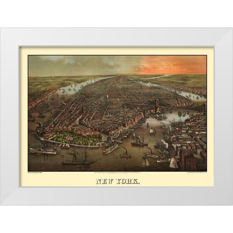 New York New York - Degen 1873 White Modern Wood Framed Art Print by Degen