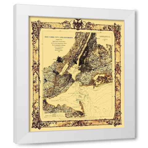 New York New York - Lindenkohl 1860 White Modern Wood Framed Art Print by Lindenkohl