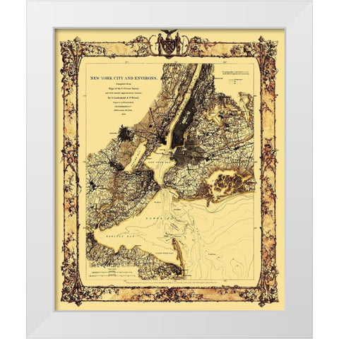 New York New York - Lindenkohl 1860 White Modern Wood Framed Art Print by Lindenkohl