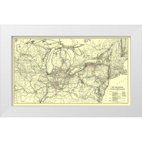 New York Central, Hudson River Railroad 1900 White Modern Wood Framed Art Print by Matthews