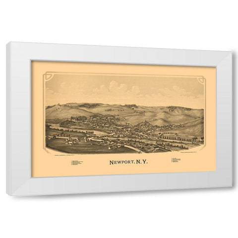 Newport New York - Burleigh 1890  White Modern Wood Framed Art Print by Burleigh