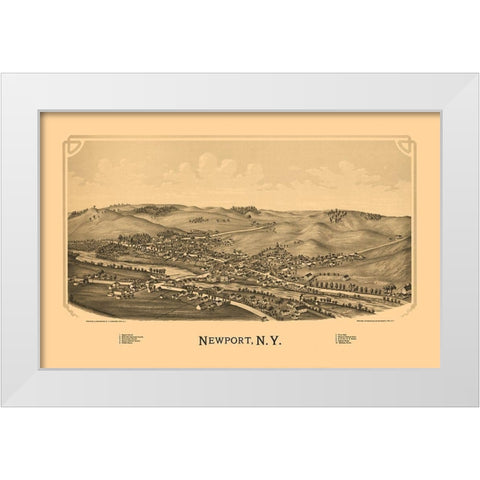 Newport New York - Burleigh 1890  White Modern Wood Framed Art Print by Burleigh