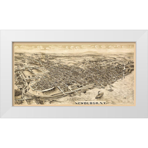 Newburgh New York -1900 White Modern Wood Framed Art Print by Unknown