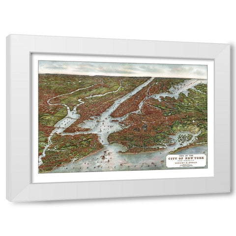 New York - Oham 1907  White Modern Wood Framed Art Print by Oham
