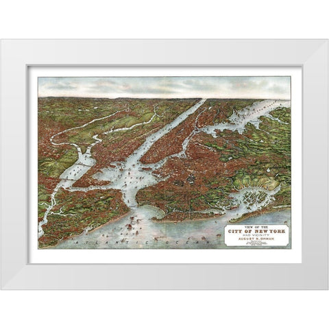 New York - Oham 1907  White Modern Wood Framed Art Print by Oham