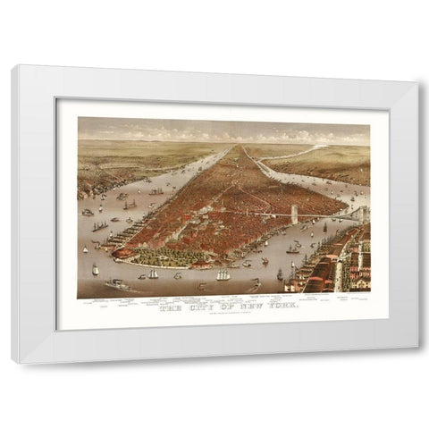 New York - Ives 1884  White Modern Wood Framed Art Print by Ives