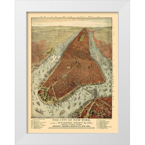 New York - Root 1879  White Modern Wood Framed Art Print by Root