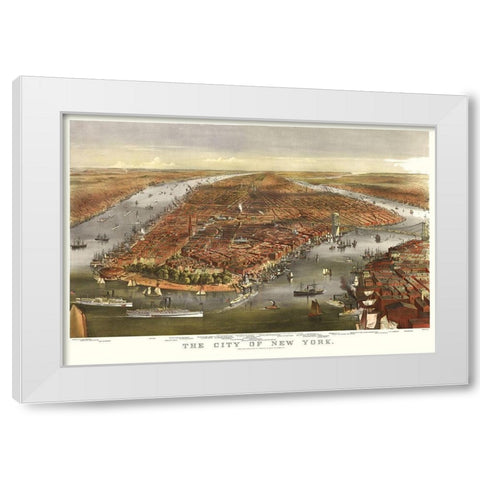 New York - Ives 1870  White Modern Wood Framed Art Print by Ives