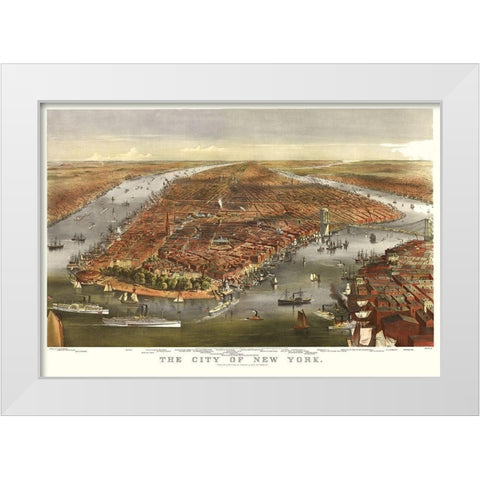 New York - Ives 1870  White Modern Wood Framed Art Print by Ives
