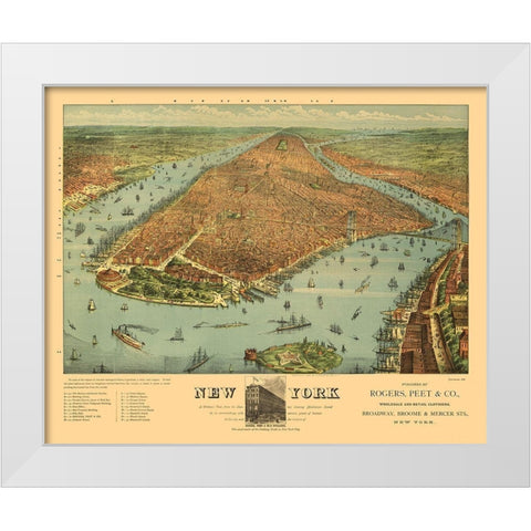 New York - Ives 1879  White Modern Wood Framed Art Print by Ives