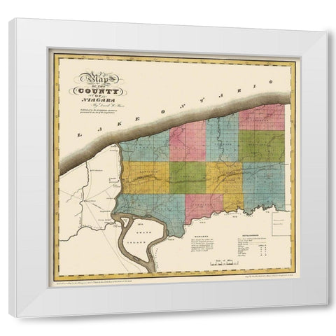 Niagara New York - Burr 1829 White Modern Wood Framed Art Print by Burr