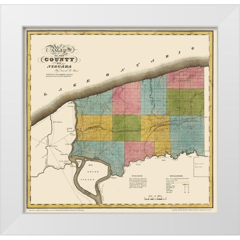 Niagara New York - Burr 1829 White Modern Wood Framed Art Print by Burr