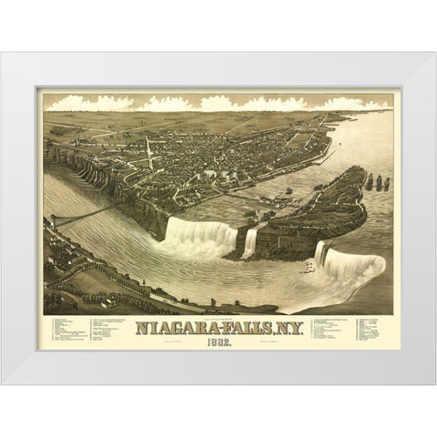 Niagara Falls New York - Stoner 1882 White Modern Wood Framed Art Print by Stoner