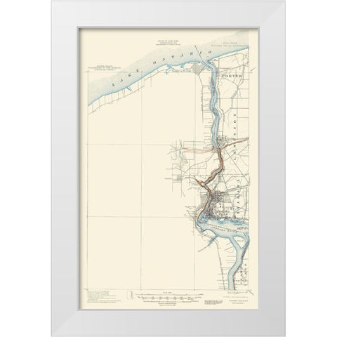 Niagara Falls New York Quad - USGS 1901 White Modern Wood Framed Art Print by USGS