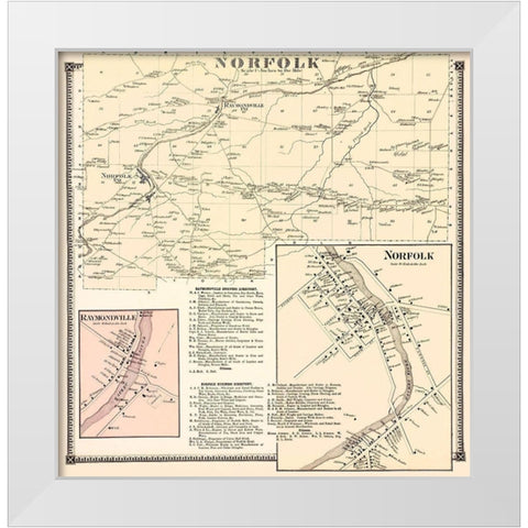 Norfolk New York Landowner - Stone 1865 White Modern Wood Framed Art Print by Stone