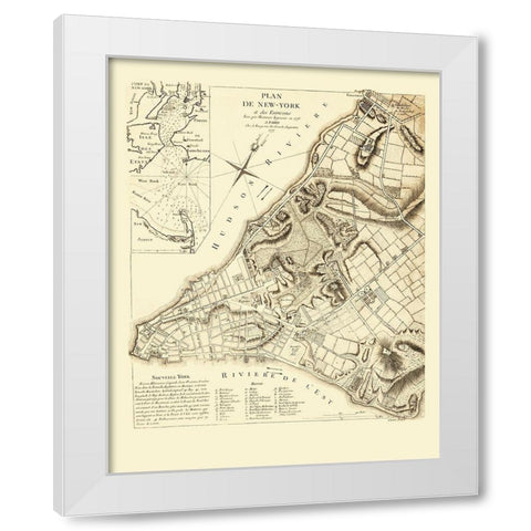 New York New York Planning - French Engineers 1775 White Modern Wood Framed Art Print by French Engineers
