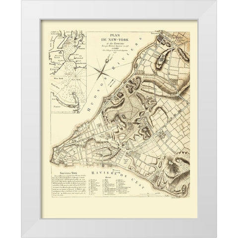 New York New York Planning - French Engineers 1775 White Modern Wood Framed Art Print by French Engineers