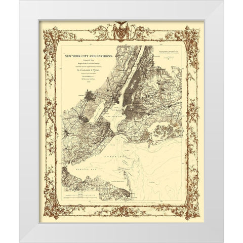 New York City New York - Lindenkohl 1860  White Modern Wood Framed Art Print by Lindenkohl